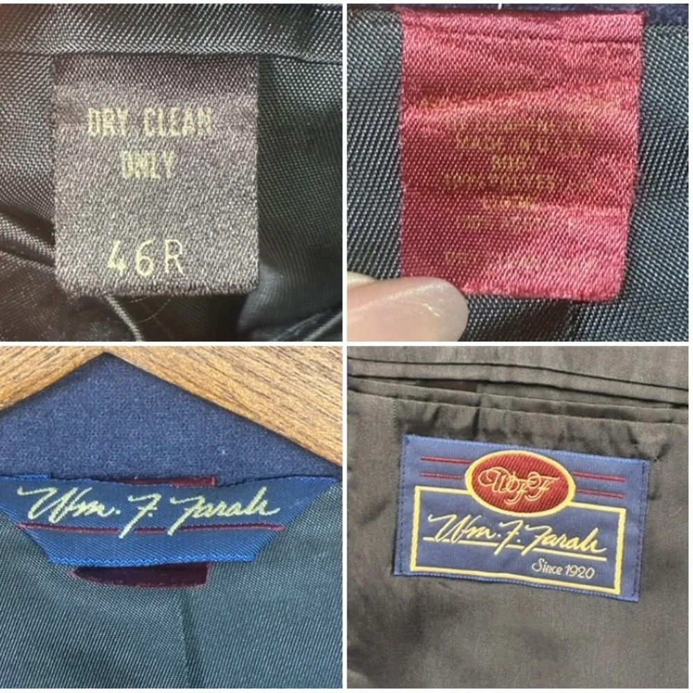 Vintage Wm. F. Farah Blazer Sport Coat Mens 46R Blue Faux Suede‎ Retro 70s